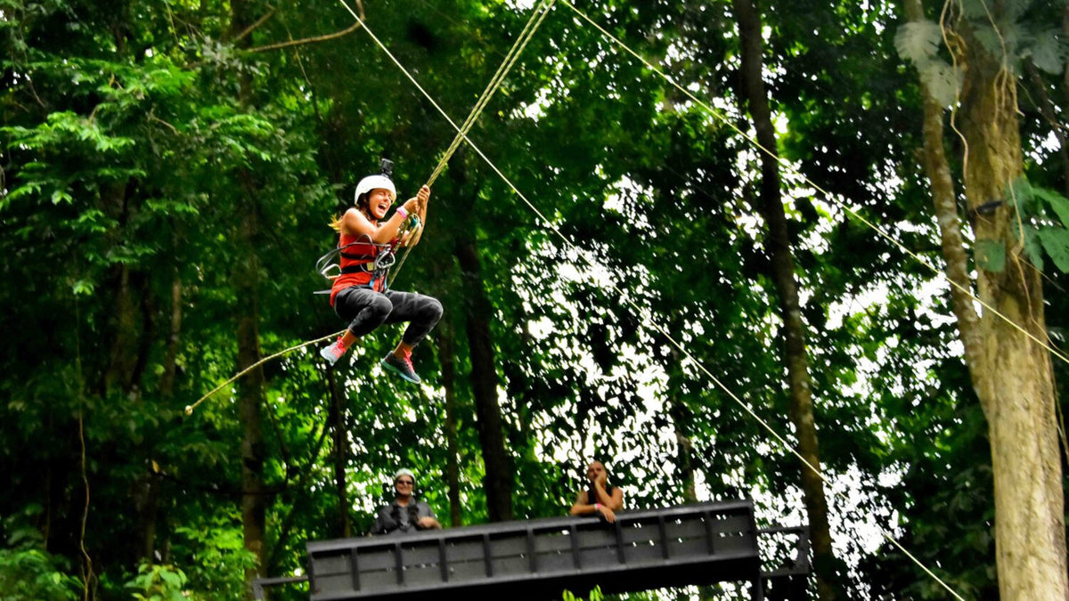Tarzan Swing participant at Vista Los Sueños Adventure Park