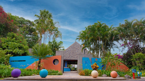 Colorful entrance to Ayura Spa at Xandari Resort