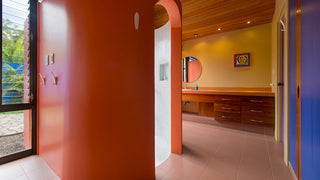 Bathroom and garden entrance of a Prima Plus Villa at Xandari Resort