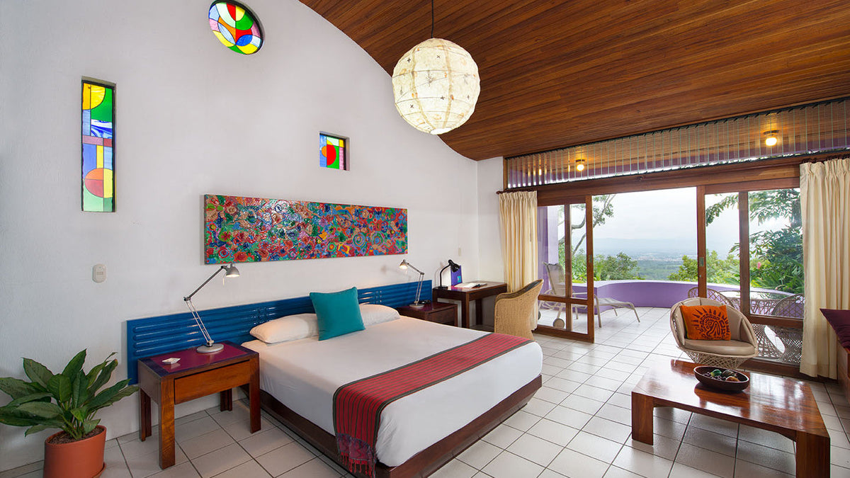 Bedroom and terrace in a Prima Villa at Xandari Resort