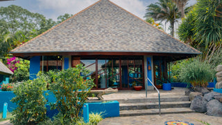 Reception pavilion of Ayura Spa in the Xandari gardens